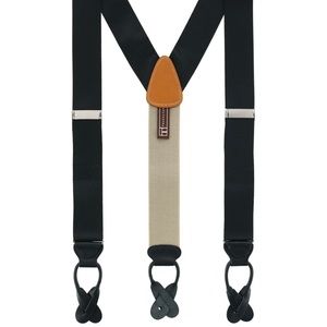 Trafalgar - Mens Hudson Textured Silk Suspenders. Black in the box. NWT.